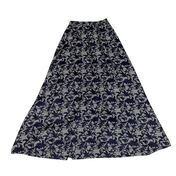 Shabby Apple Ball Gown Maxi Skirt Navy White Floral cotton Full Formal Size 8 - Picture 9 of 11
